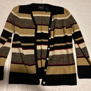 Crazy Horse striped black, white, beige,red v-neck